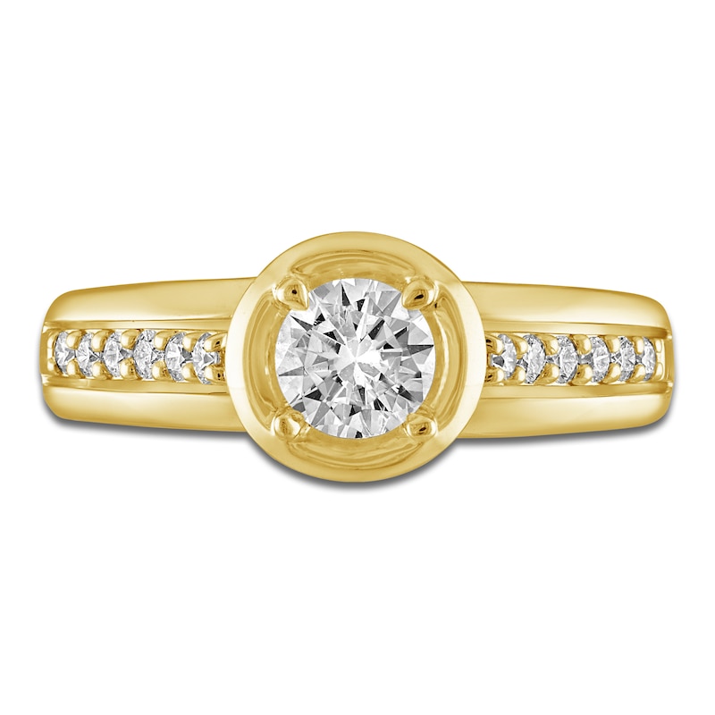 Diamond Bezel Engagement Ring 5/8 ct tw 14K Yellow Gold
