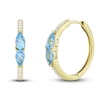 Thumbnail Image 0 of Natural Blue Topaz & Diamond Hoop Earrings 1/10 ct tw 10K Yellow Gold