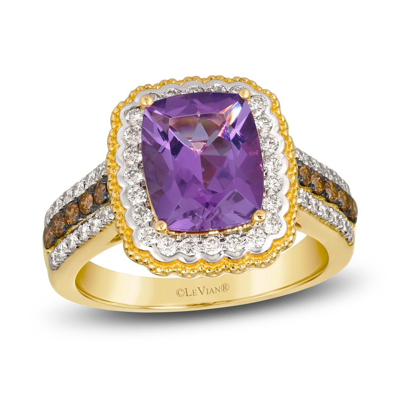 Main Image 1 of Le Vian Natural Amethyst & Diamond Ring 1/2 ct tw 14K Honey Gold
