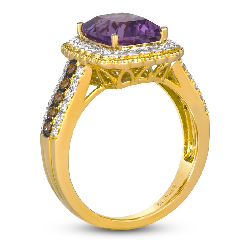 Main Image 2 of Le Vian Natural Amethyst & Diamond Ring 1/2 ct tw 14K Honey Gold