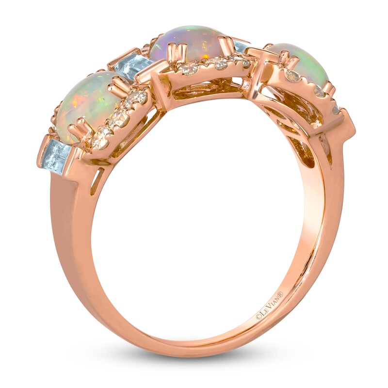 Main Image 2 of Le Vian Natural Opal, Natural Topaz  & Diamond Ring 3/8 ct tw 14K Strawberry Gold