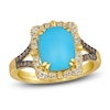 Thumbnail Image 1 of Le Vian Cushion Natural Turquoise & Diamond Ring 1/3 ct tw 14K Honey Gold