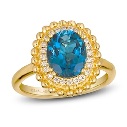 Le Vian Dolce D'Oro Natural Blue Topaz & Diamond Ring 1/6 ct tw 14K Honey Gold