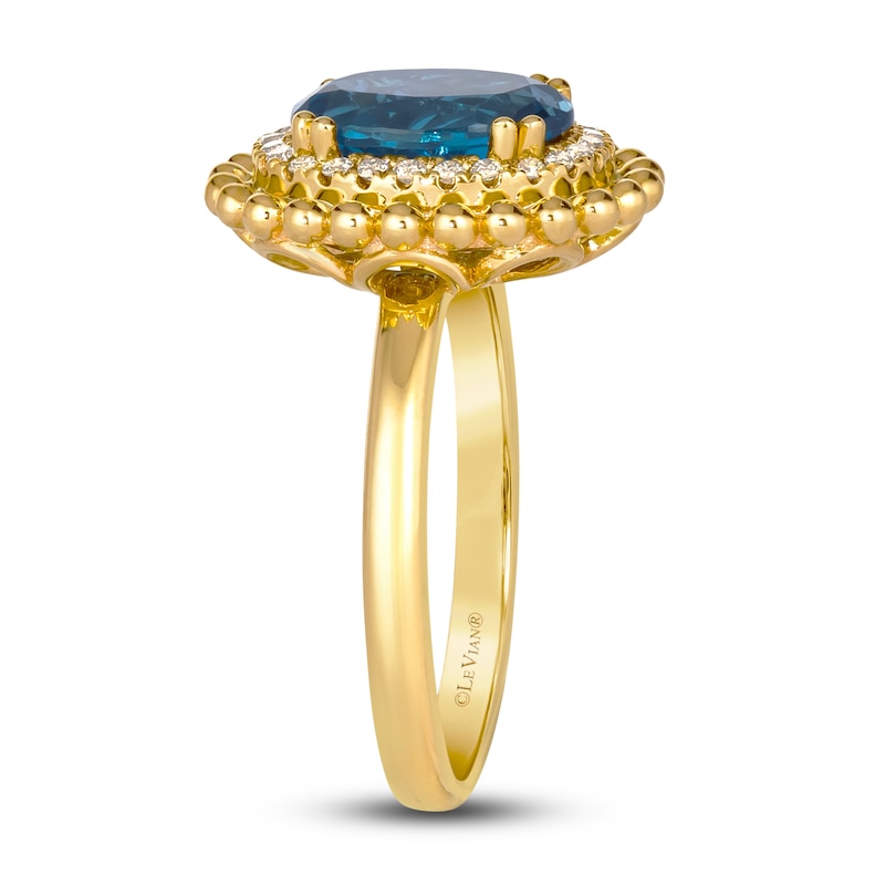 Main Image 3 of Le Vian Dolce D'Oro Natural Blue Topaz & Diamond Ring 1/6 ct tw 14K Honey Gold