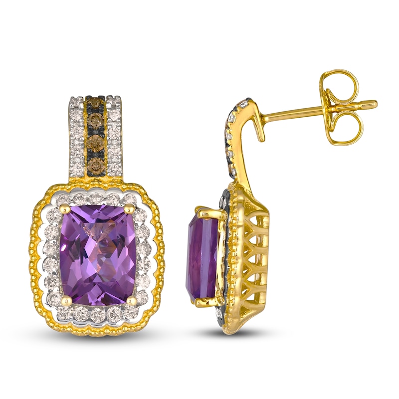 Main Image 1 of Le Vian Natural Amethyst & Diamond Earrings 1/2 ct tw 14K Honey Gold