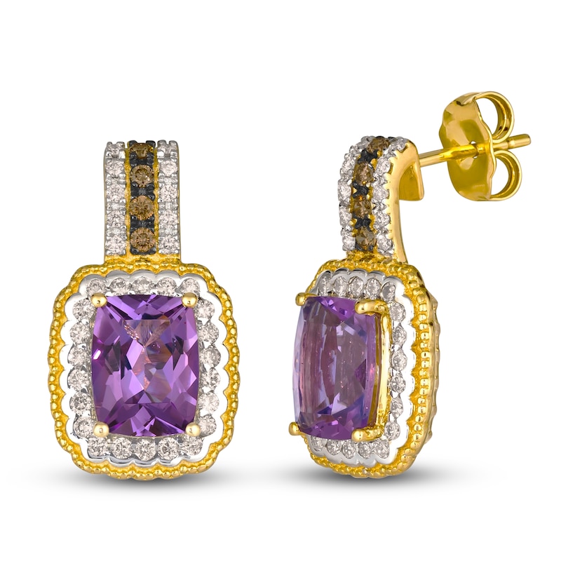Main Image 2 of Le Vian Natural Amethyst & Diamond Earrings 1/2 ct tw 14K Honey Gold