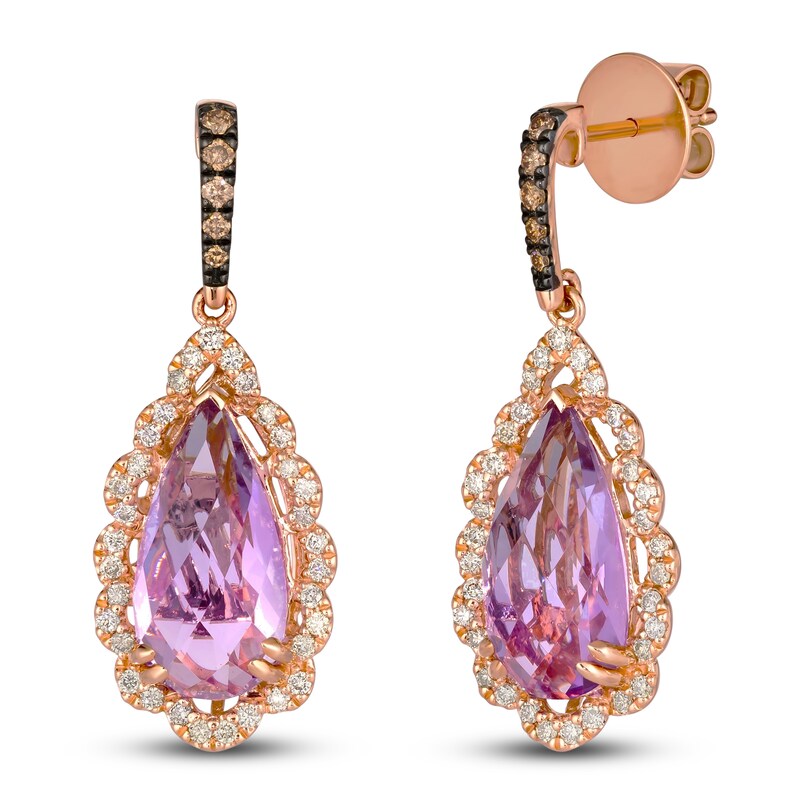Main Image 2 of Le Vian Natural Amethyst & Diamond Earrings 5/8 ct tw 14K Strawberry Gold