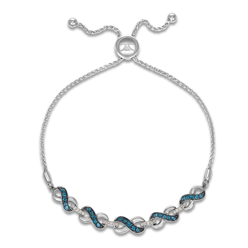 Main Image 1 of Le Vian Natural Blue Topaz  & Diamond Bolo Bracelet 1/10 ct tw 14K Vanilla Gold