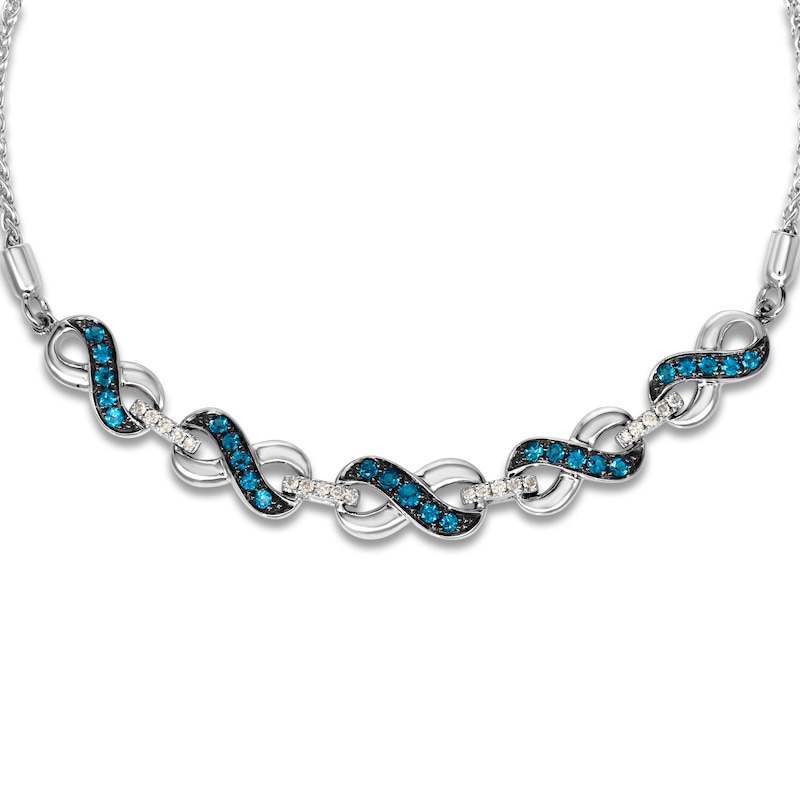 Main Image 2 of Le Vian Natural Blue Topaz  & Diamond Bolo Bracelet 1/10 ct tw 14K Vanilla Gold