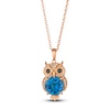 Thumbnail Image 1 of Le Vian Round Natural Blue Topaz & Diamond Owl Pendant Necklace 1/4 ct tw 14K Strawberry Gold
