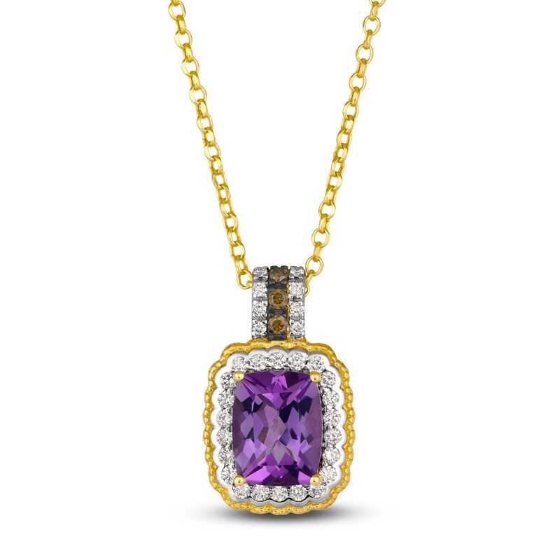 Main Image 1 of Le Vian Natural Amethyst & Diamond Pendant Necklace 1/3 ct tw 14K Honey Gold