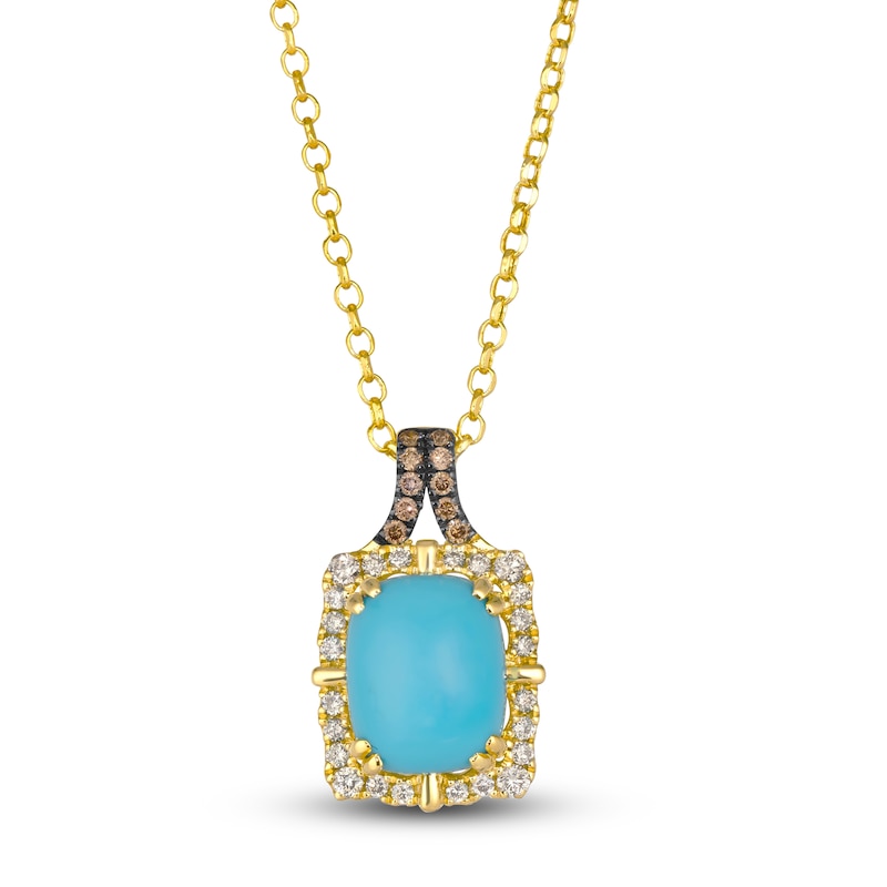 Main Image 1 of Le Vian Natural Turquoise & Diamond Pendant Necklace 1/4 ct tw 14K Honey Gold