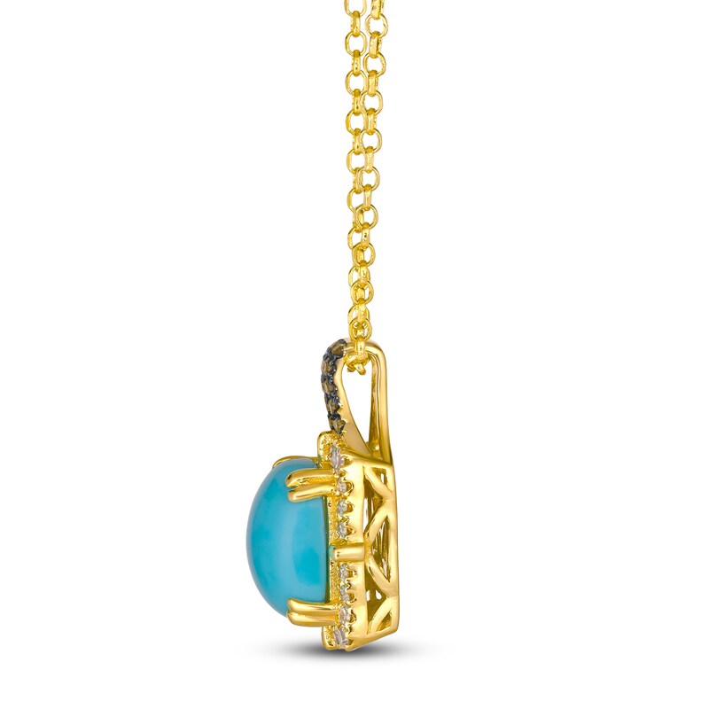 Main Image 2 of Le Vian Natural Turquoise & Diamond Pendant Necklace 1/4 ct tw 14K Honey Gold