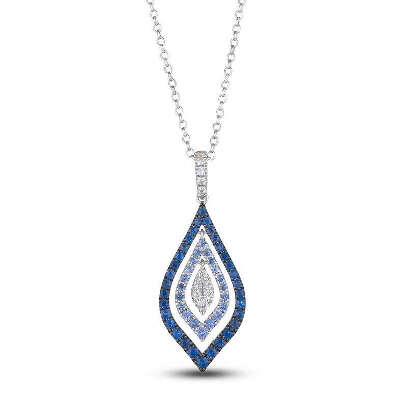 Main Image 1 of Le Vian Natural Blue & White Sapphire  Pendant Necklace 14K Vanilla Gold