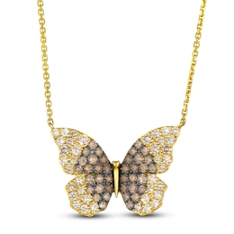 Le Vian Round Diamond Butterfly Necklace 1-1/4 ct tw 14K Honey Gold