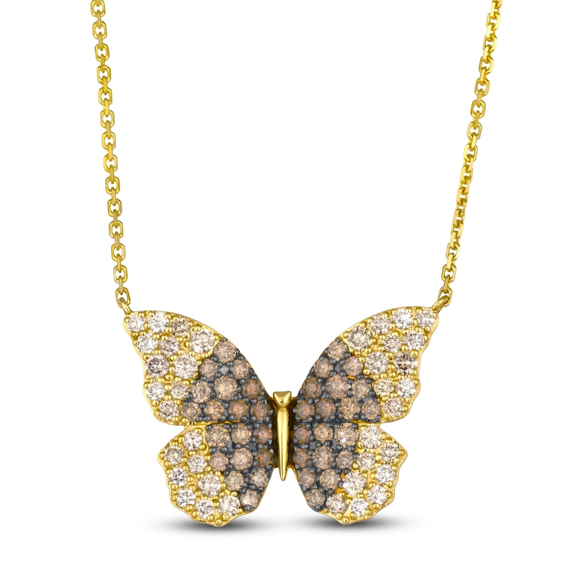 Main Image 1 of Le Vian Round Diamond Butterfly Necklace 1-1/4 ct tw 14K Honey Gold