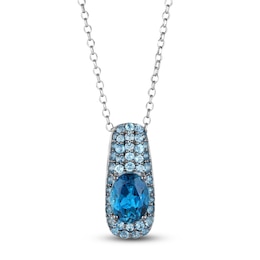 Le Vian Mare Azzurro Oval Natural Blue Topaz Pendant Necklace 14K Vanilla Gold 19"