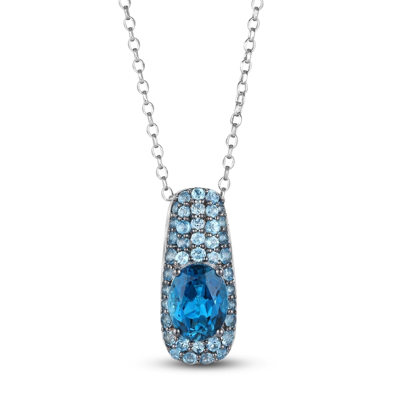 Main Image 1 of Le Vian Mare Azzurro Oval Natural Blue Topaz Pendant Necklace 14K Vanilla Gold 19"