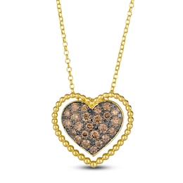 Le Vian Dolce D'Oro Chocolate Diamond Heart Pendant Necklace 1-1/4 ct tw 14K Honey Gold 19&quot;