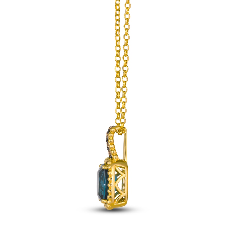 Main Image 2 of Le Vian Dolce D'Oro Natural Blue Topaz & Chocolate Diamond Pendant Necklace 1/15 ct tw 14K Honey Gold 19"