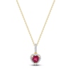 Thumbnail Image 0 of Natural Ruby & Diamond Heart Pendant Necklace 1/15 ct tw 14K Yellow Gold