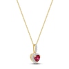 Thumbnail Image 1 of Natural Ruby & Diamond Heart Pendant Necklace 1/15 ct tw 14K Yellow Gold