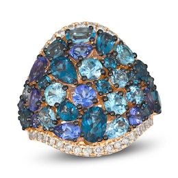 Le Vian Mare Azzurro Natural Multi-Gemstone & Diamond Ring 5/8 ct tw 14K Strawberry Gold