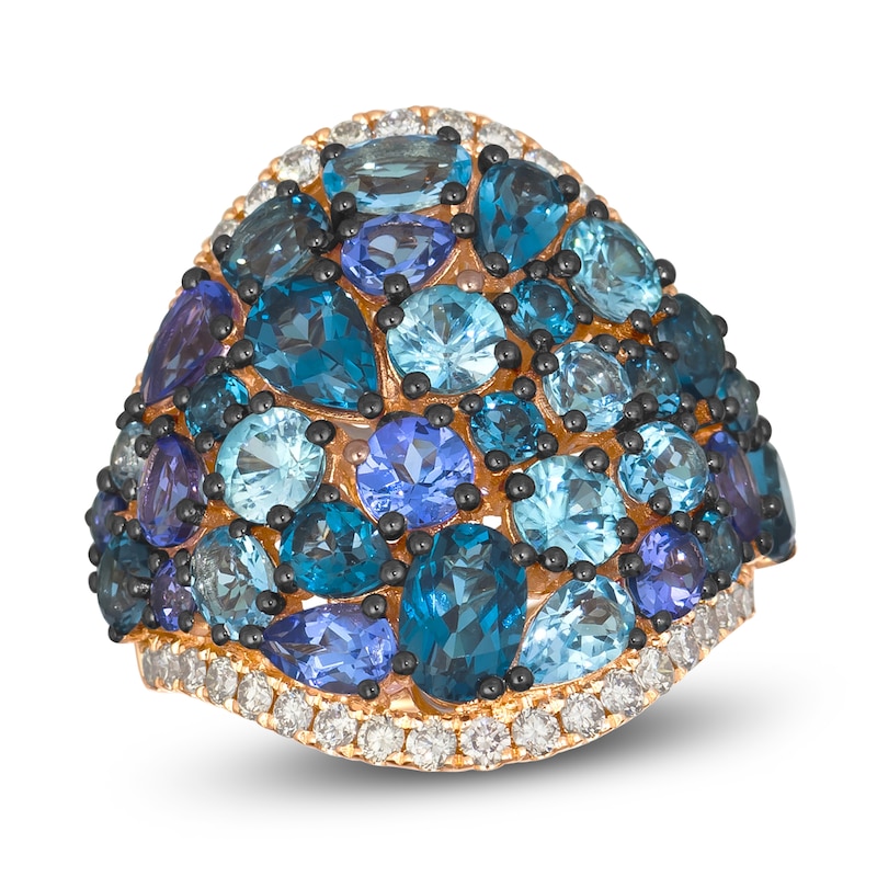 Main Image 1 of Le Vian Mare Azzurro Natural Multi-Gemstone & Diamond Ring 5/8 ct tw 14K Strawberry Gold