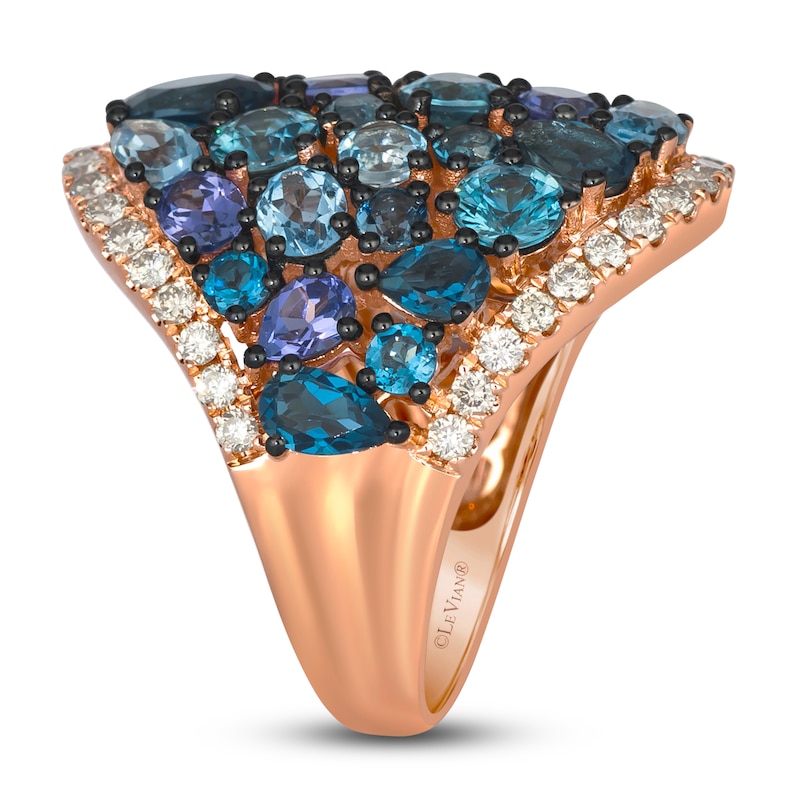Main Image 3 of Le Vian Mare Azzurro Natural Multi-Gemstone & Diamond Ring 5/8 ct tw 14K Strawberry Gold