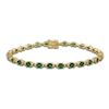 Thumbnail Image 1 of LALI Jewels Oval-Cut Natural Emerald & Diamond Tennis Bracelet 1/4 ct tw 14K Yellow Gold 7.5"
