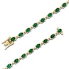 Thumbnail Image 2 of LALI Jewels Oval-Cut Natural Emerald & Diamond Tennis Bracelet 1/4 ct tw 14K Yellow Gold 7.5"