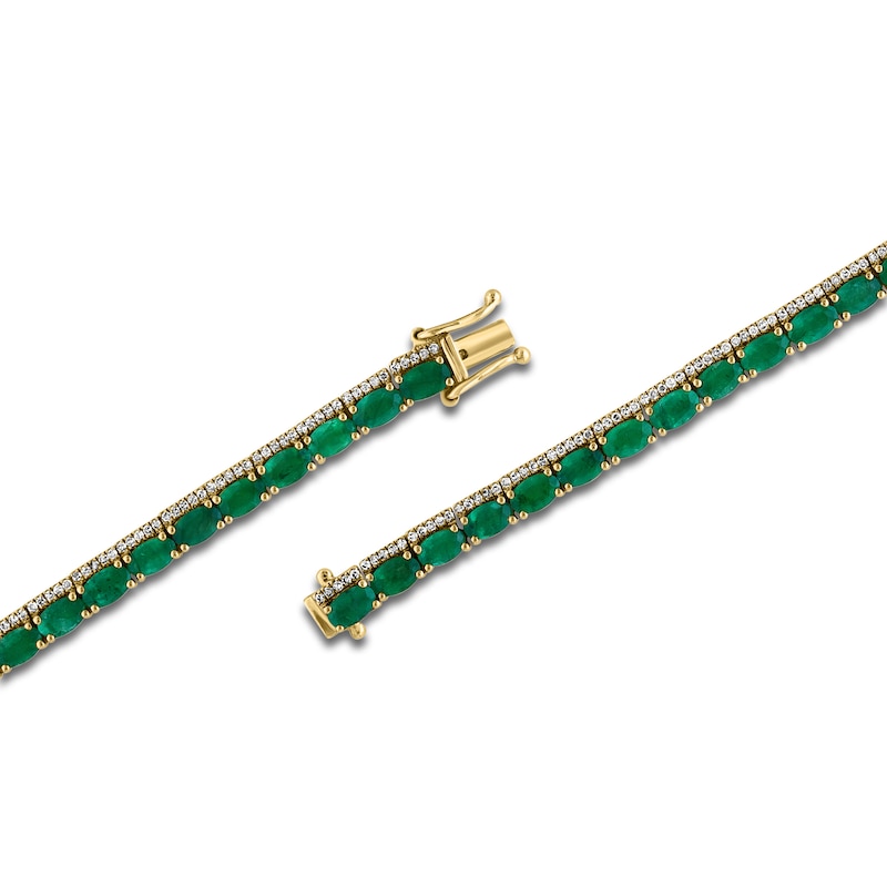 Main Image 2 of LALI Jewels Oval-Cut Natural Emerald & Diamond Tennis Bracelet 5/8 ct tw 14K Yellow Gold