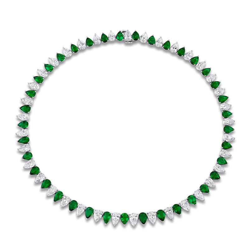 Main Image 1 of Jared Atelier X Shy Pear-Shaped Natural Emerald & Diamond Necklace 18-1/3 ct tw Platinum 16"