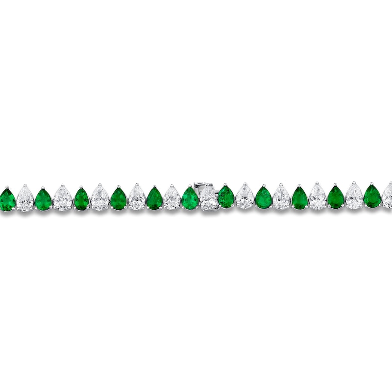 Jared Atelier X Shy Pear-Shaped Natural Emerald & Diamond Necklace 18-1/3 ct tw Platinum 16"