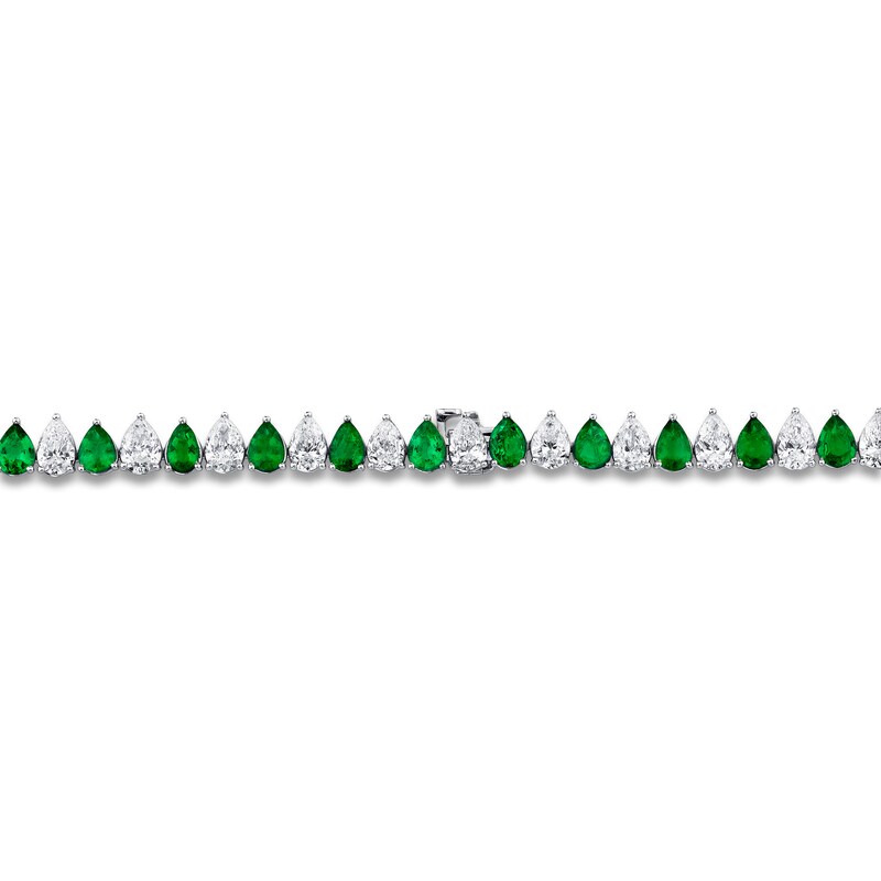 Main Image 3 of Jared Atelier X Shy Pear-Shaped Natural Emerald & Diamond Necklace 18-1/3 ct tw Platinum 16"