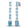 Thumbnail Image 1 of Baguette-Cut Natural Swiss Blue Topaz & Diamond Drop Earrings 1/8 ct tw 10K White Gold