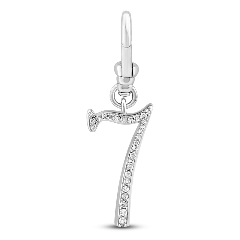Main Image 1 of Charm'd by Lulu Frost Pavé Diamond Number 7 Charm 1/10 ct tw 10K White Gold
