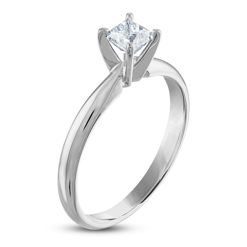 Main Image 2 of Certified Princess Diamond Solitaire Engagement Ring 1/2 ct tw 14K White Gold (I/I1)