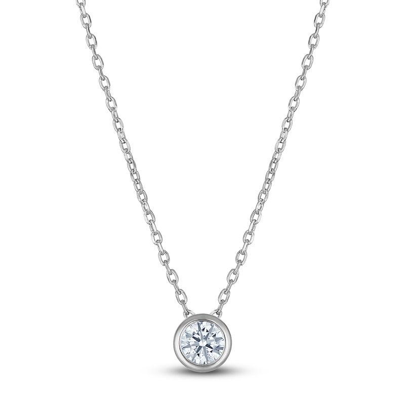 Main Image 1 of Certified Diamond Solitaire Necklace 1/4 ct tw 14K White Gold (I/I1) 18"