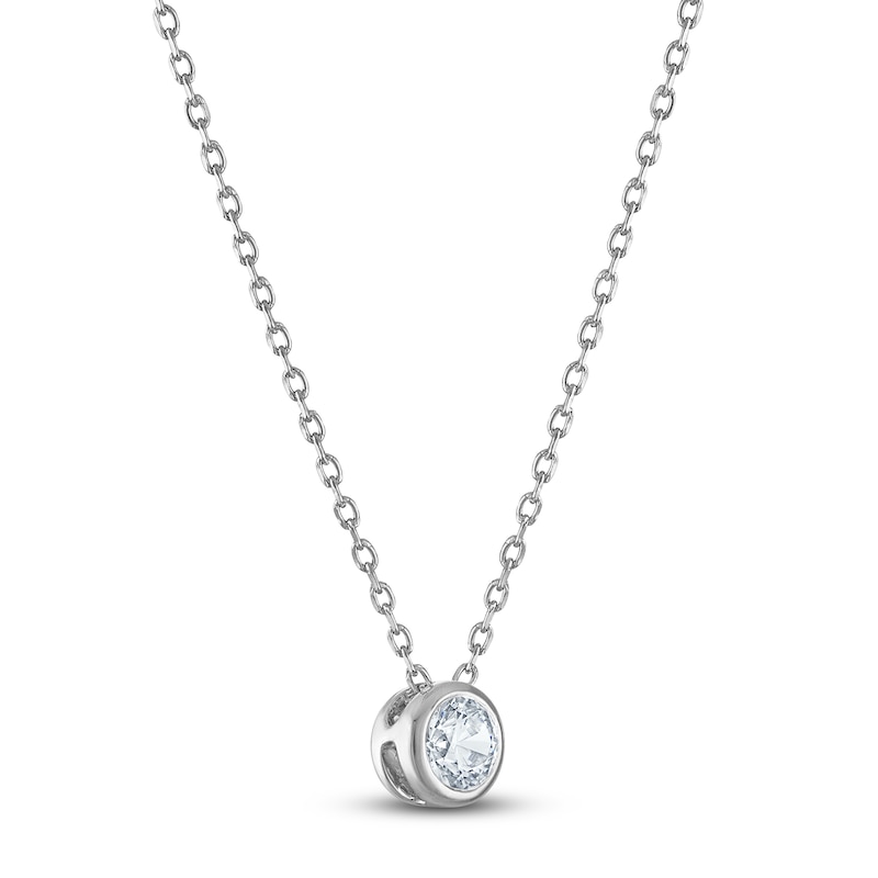 Main Image 2 of Certified Diamond Solitaire Necklace 1/4 ct tw 14K White Gold (I/I1) 18"