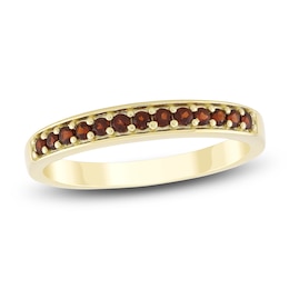 Natural Garnet Stackable Ring 10K Yellow Gold