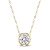 Thumbnail Image 1 of Round-Cut Lab-Grown Diamond Bezel-Set Solitaire Necklace 1 ct tw 18K Yellow Gold 18" (F/VS2)