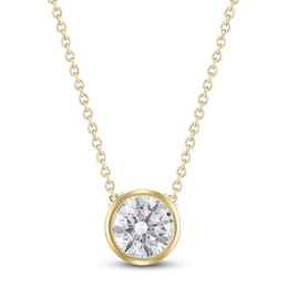 Round-Cut Lab-Grown Diamond Bezel-Set Solitaire Necklace 1 ct tw 18K Yellow Gold 18" (F/VS2)