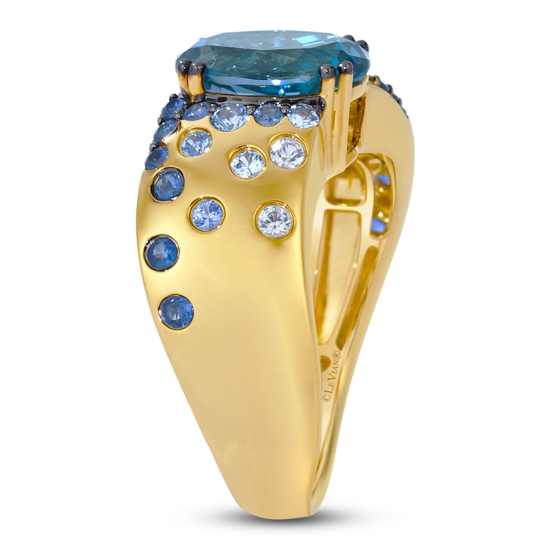 Main Image 4 of Le Vian Tramonto D'Oro Oval-Cut Blue Topaz & Denim Ombré Sapphire Ring 14K Honey Gold