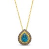 Thumbnail Image 1 of Le Vian Pear-Shaped Natural Blue Topaz Necklace 1/2 ct tw Diamonds 14K Honey Gold 19"