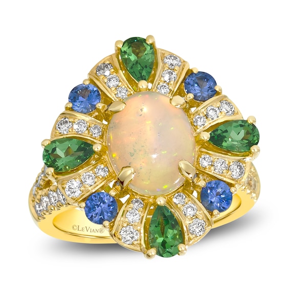 Le Vian Natural Opal, Tsavorite Garnet & Blue Sapphire Cocktail Ring 3/4 ct tw Diamonds 14K Honey Gold 19"