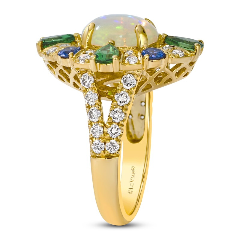 Main Image 3 of Le Vian Natural Opal, Tsavorite Garnet & Blue Sapphire Necklace 3/4 ct tw Diamonds 14K Honey Gold 19"