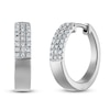 Thumbnail Image 2 of Diamond Three-Row Huggie Hoop Earrings 1/4 ct tw Sterling Silver