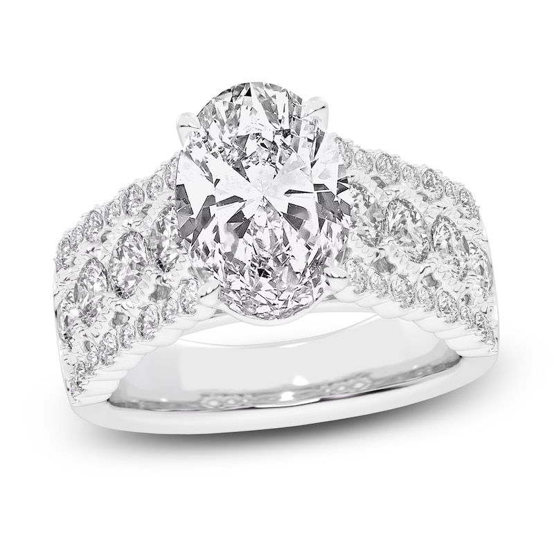 Main Image 1 of Created By Jared Studio Lab-Grown  Oval-Cut Diamond Engagement Ring 4-3/4 ct tw 14K White Gold