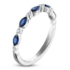Thumbnail Image 2 of Marquise-Cut Natural Blue Sapphire & Certified Diamond Anniversary Ring 1/20 ct tw 14K White Gold